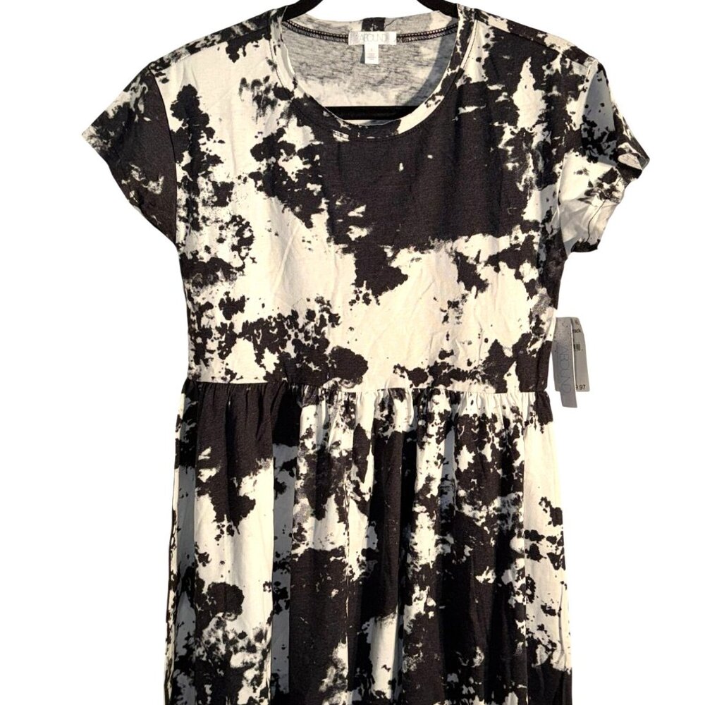 Abound Womens Black & White Tie-Dye Short Sleeve Dress S